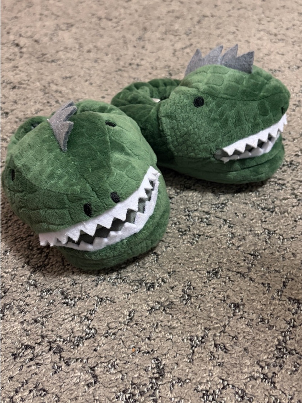 Green Plush Dinosaur Slippers